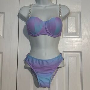 New Shein Mermaid Seashell Bikini Bathing Suit w/Cover up Size Small